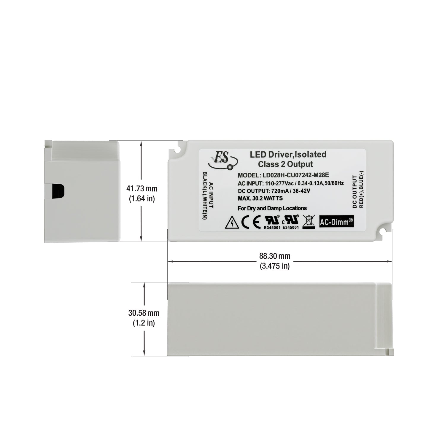 Constant Current LED Driver 720mA 36-42V 30W LD028H-CU07242-M28E