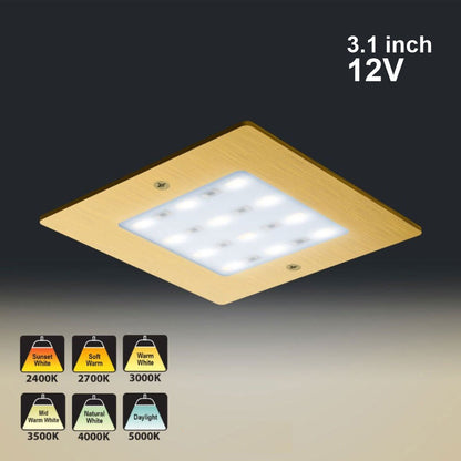 VBUN-S50-12V-Gold Square Ultrathin Cabinet Lights, 12V 5W CCT(2.4K, 2.7K, 3K, 3.5K, 4K, 5K)