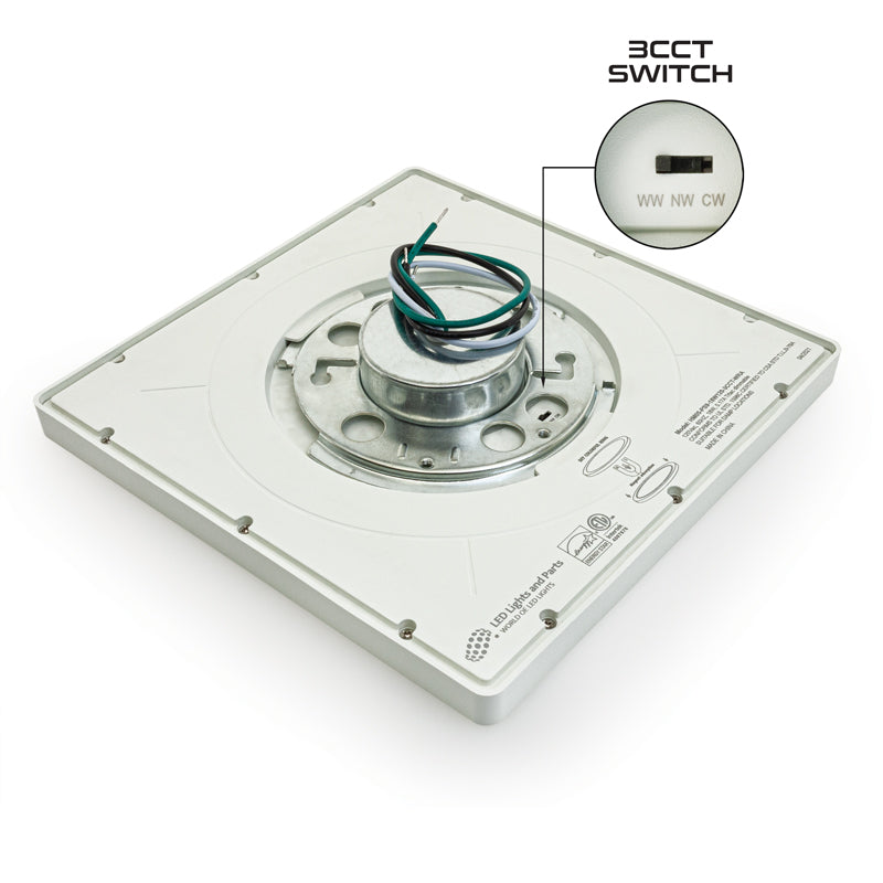 9 inch Square Surface Mount Downlight With Selectable Color Temperature (3CCT) 18W 120V, gekpower