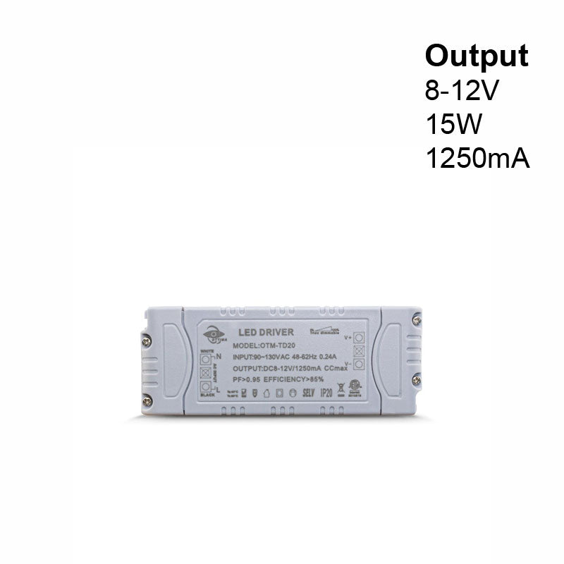 OTTIMA OTM-TD20 Constant Current LED Driver, 1250mA 8-12V 15W - GekPower