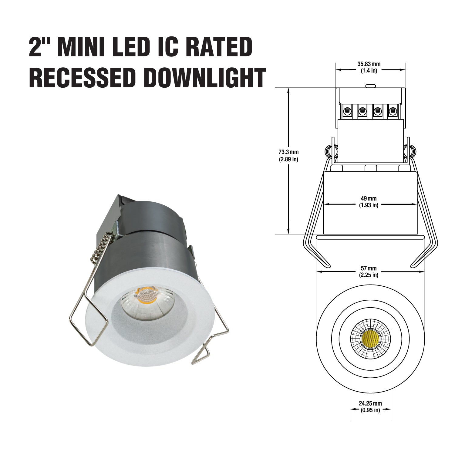 2 inch Mini LED Recessed Downlight/ Ceiling Lights LED-1-S6W-3KWH-12V, 12V 6W 3000K(Warm White), gekpower