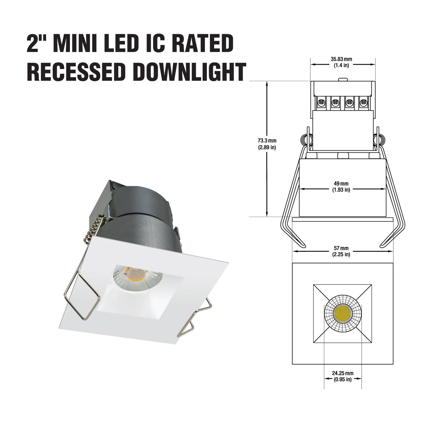 2 inch Mini LED Recessed Downlight/ Ceiling Lights LED-1-S6W-3KWH-12V, 12V 6W 3000K(Warm White), gekpower