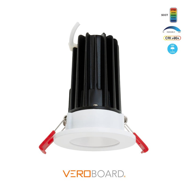 VEROBOARD 2 inch Round Regressed Downlight LED-2-S12W-5CCTWH, (5CCT) 120V 12W - GekPower