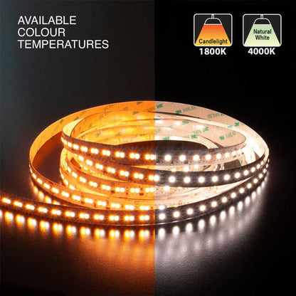 5M(16.4ft) Dim to Warm Hybrid Strip LED Strip 2835, 24V 5.5(w/ft) 196(LEDs/m) CCT(1.8K-4K Adjustable) - GekPower