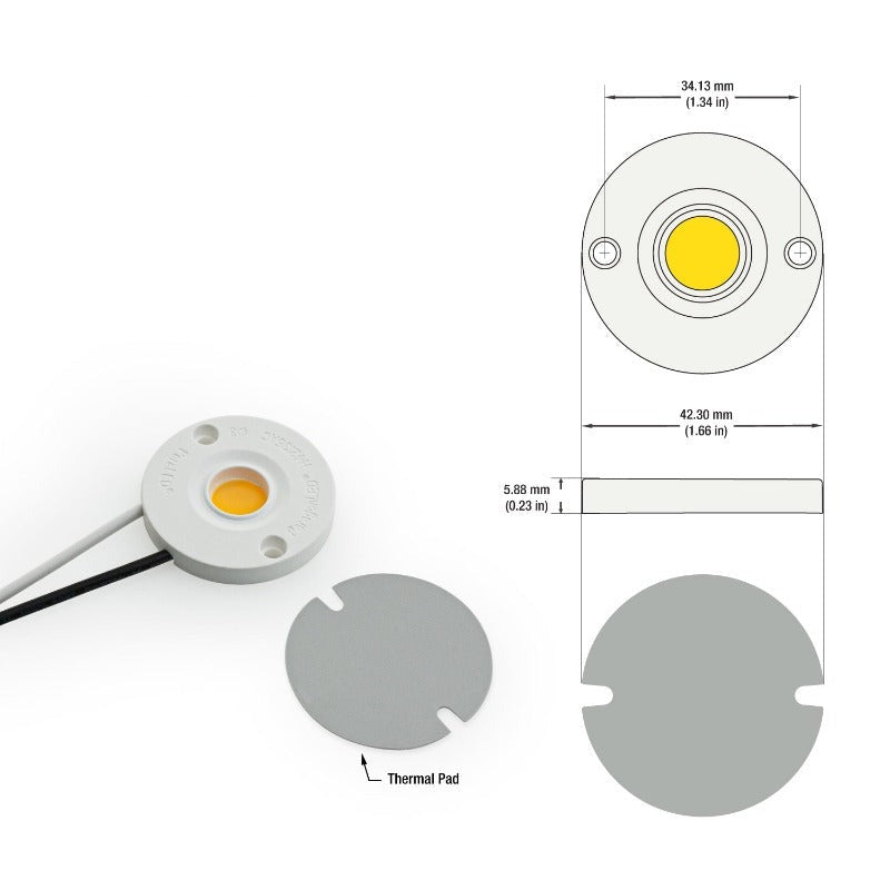 CDAC-20-30135-120V-30 COB Paragon LED Module with H42135AC LED Holder, 120V 6W 3000K, gekpower