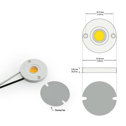 CDAC-20-30135-120V-30 COB Paragon LED Module with H42135AC LED Holder, 120V 6W 3000K, gekpower