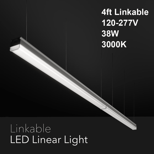 4ft Linkable Linear Pendant/Surface Light, 120-277V 38W 3000K(Warm White)