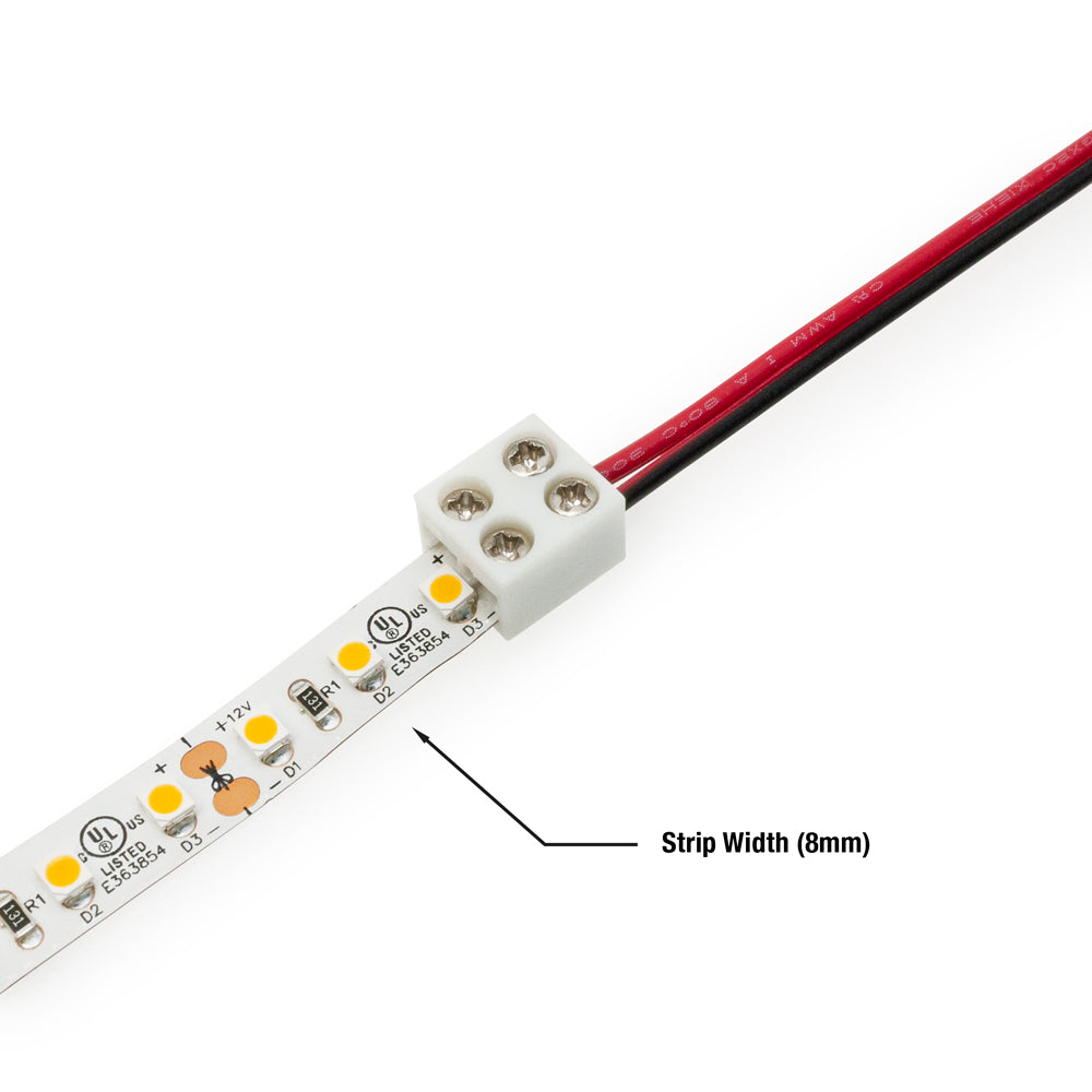 8mm LED Strip to Wire Screw Connectors, VBD-CON-SC8MM-SW (Pack of 3)