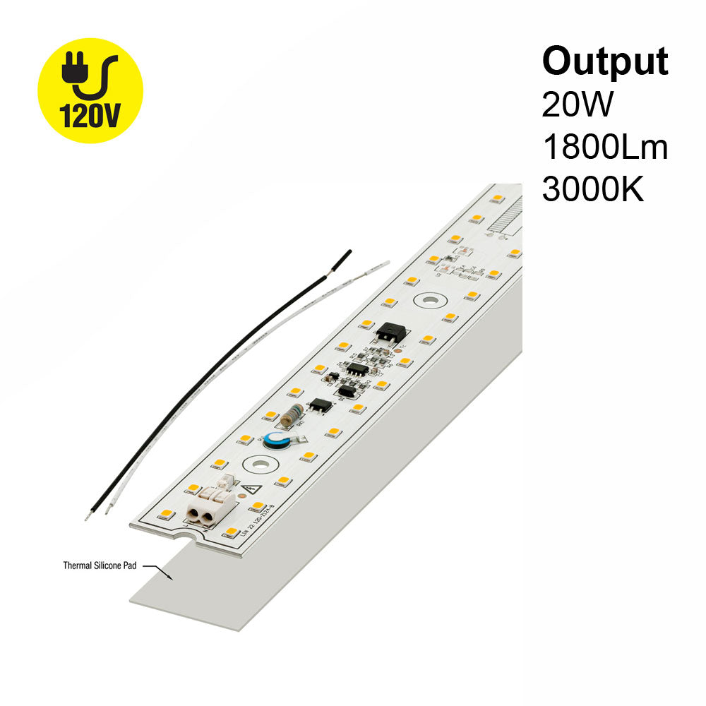 22 inch Linear ZEGA LED Module LIN 22-020W-930-120-S3-Z1B, 120V 20W 3000K(Warm White), gekpower