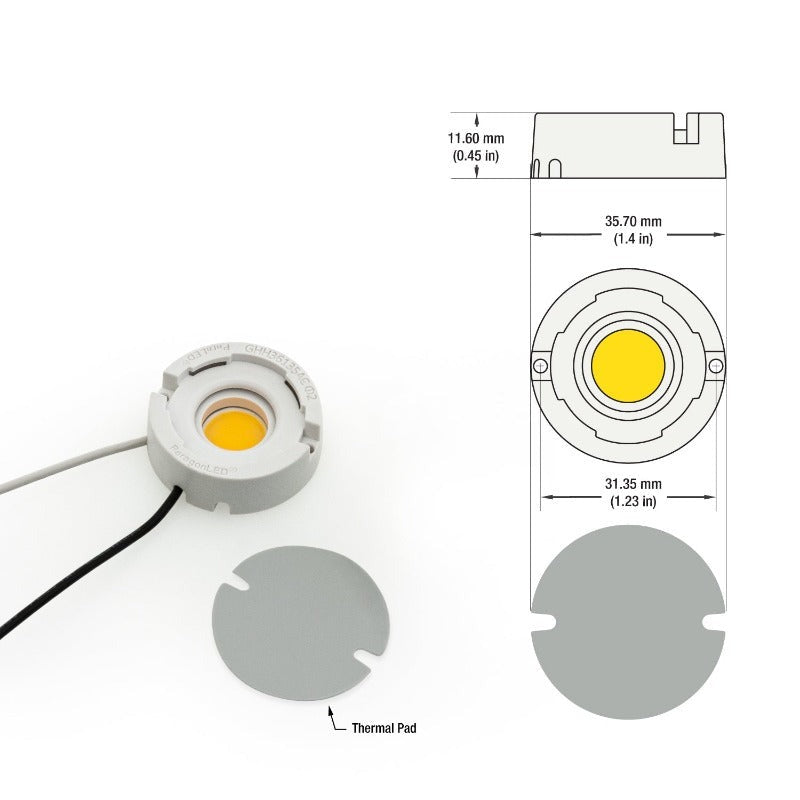 CBHT-042-30135-120V-40-G03 COB Paragon LED Module with GHH36135AC LED Holder, 120V 6W 4000K GekPower