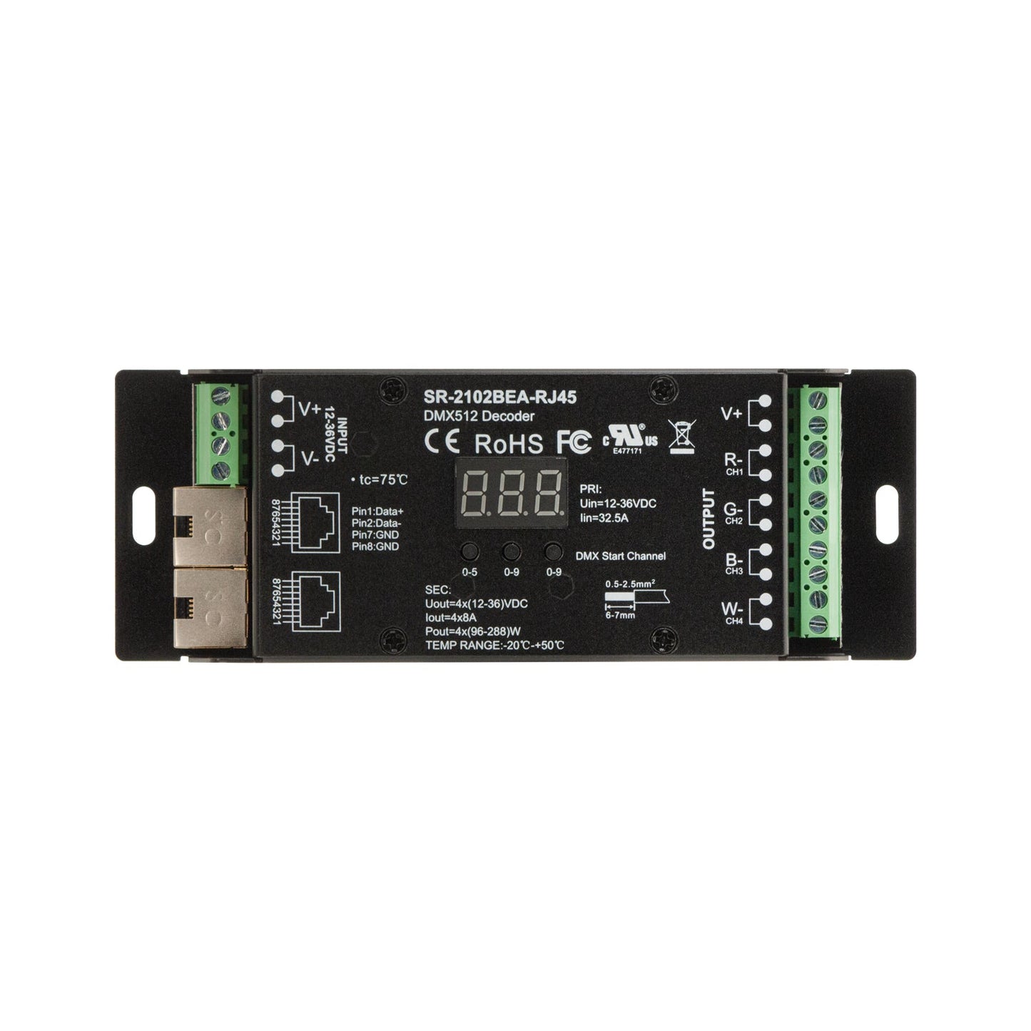 SR-2102Bea-RJ45 4CH DMX512 CV Driver with RJ45 Port connector RGBW DMX512 Decoder - GekPower