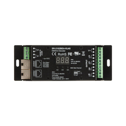 SR-2102Bea-RJ45 4CH DMX512 CV Driver with RJ45 Port connector RGBW DMX512 Decoder - GekPower