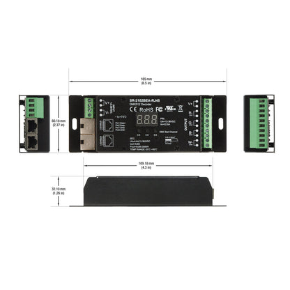 SR-2102Bea-RJ45 4CH DMX512 CV Driver with RJ45 Port connector RGBW DMX512 Decoder - GekPower