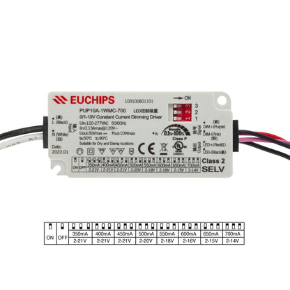 EUCHIPS Constant Current Driver PUP10A-1WMC-700 Selectable, 120VAC-277VAC 350 to 700mA - GekPower