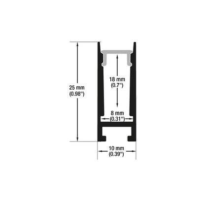 Narrow Black hanging Aluminum LED Channel VBD-CH-H1-2, 2Meters (6.5ft)