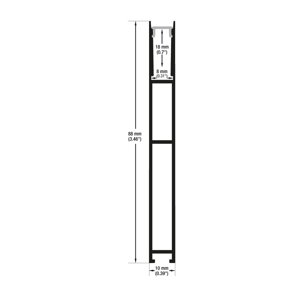 Narrow Black hanging Aluminum LED Channel VBD-CH-H2-2, 2Meters(6.5ft)