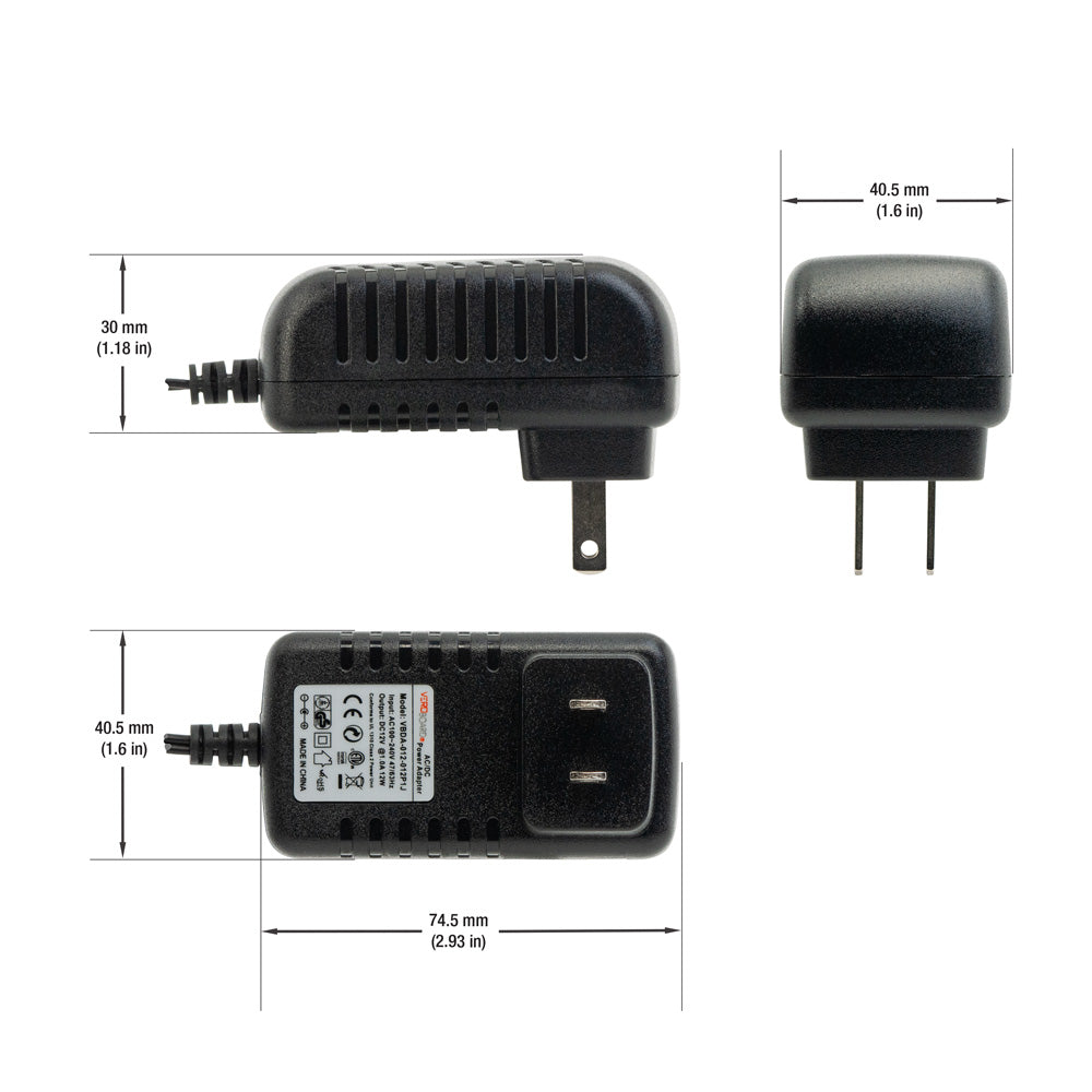 VBDA-012-012P1J Constant Voltage Plug-In Adaptor, 12V 12W, gekpower