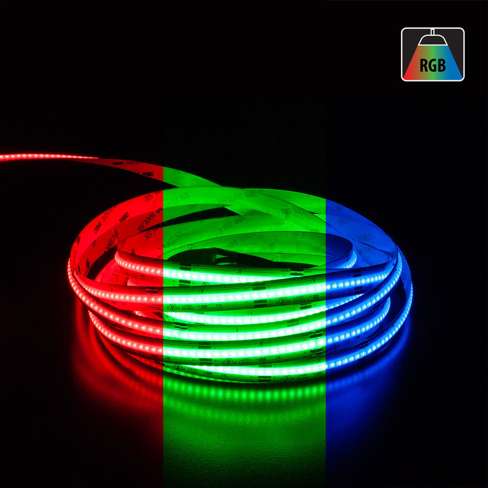 5M(16.4ft) Indoor LED Strip Light COB, 24V 4.5(w/ft) 840(LEDs/m) RGB, gekpower