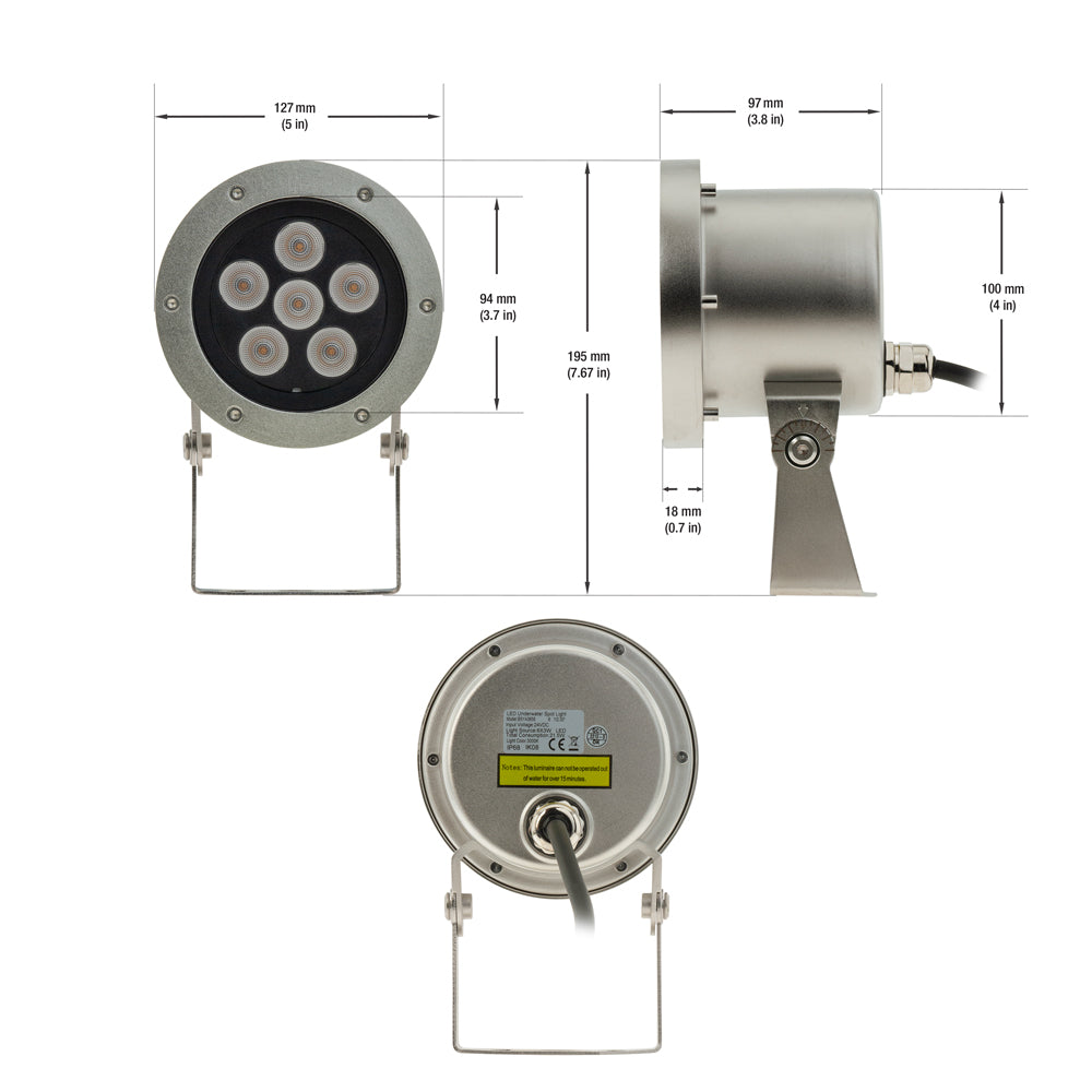 B5YA0658 Underwater LED Spot Light 24V 21.5W 3000K(Warm White)