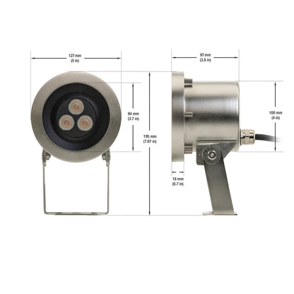 Underwater LED Spot Light 24V 21.5W 3000K, VBD-SUB-B-17-24V-3K