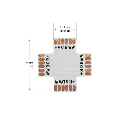 VBD-FPC-12-C6A PCB Type 4 Way Expansion Connector For WRGBWW Strip Light(12mm) (Pack of 3)