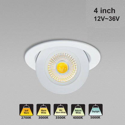 4 inch Dimmable Floating Gimbal Recessed LED Downlight / Ceiling Light LED-4-S9W-1224V-5CCTWH-EFG, 12V~36V 9W 5CCT
