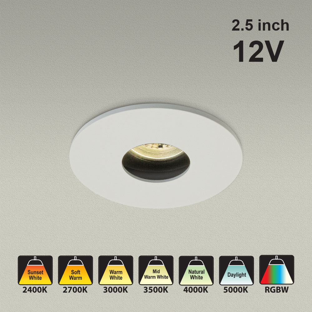 VBD-MTR-80W Low Voltage IC Rated Recessed LED Light Fixture, 2.5 inch Round White - gekpower