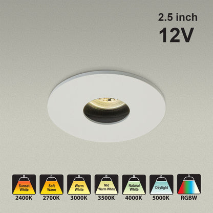 VBD-MTR-80W Low Voltage IC Rated Recessed LED Light Fixture, 2.5 inch Round White - gekpower