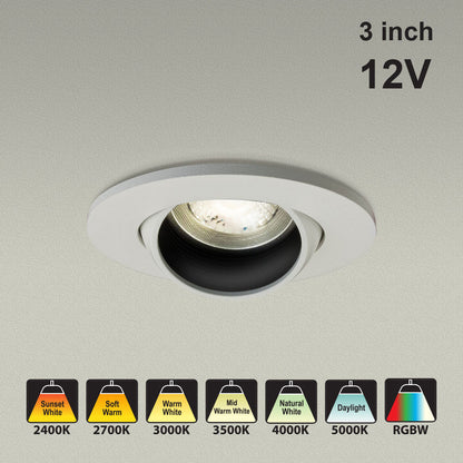 VBD-MTR-81W Low Voltage IC Rated Recessed LED Light Fixture, 3 inch Round White - gekpower