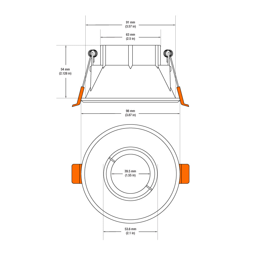 VBD-MTR-85W Low Voltage IC Rated Recessed LED Light Fixture, 3.5 inch Round White - gekpower