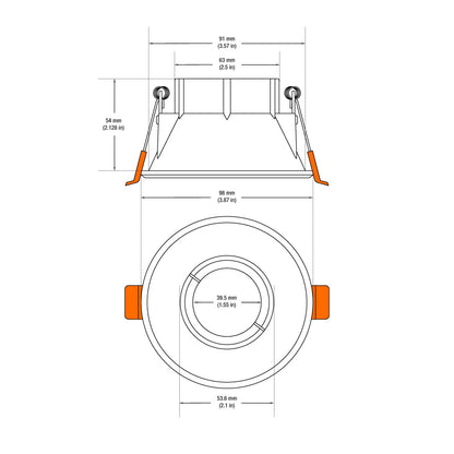 VBD-MTR-85W Low Voltage IC Rated Recessed LED Light Fixture, 3.5 inch Round White - gekpower