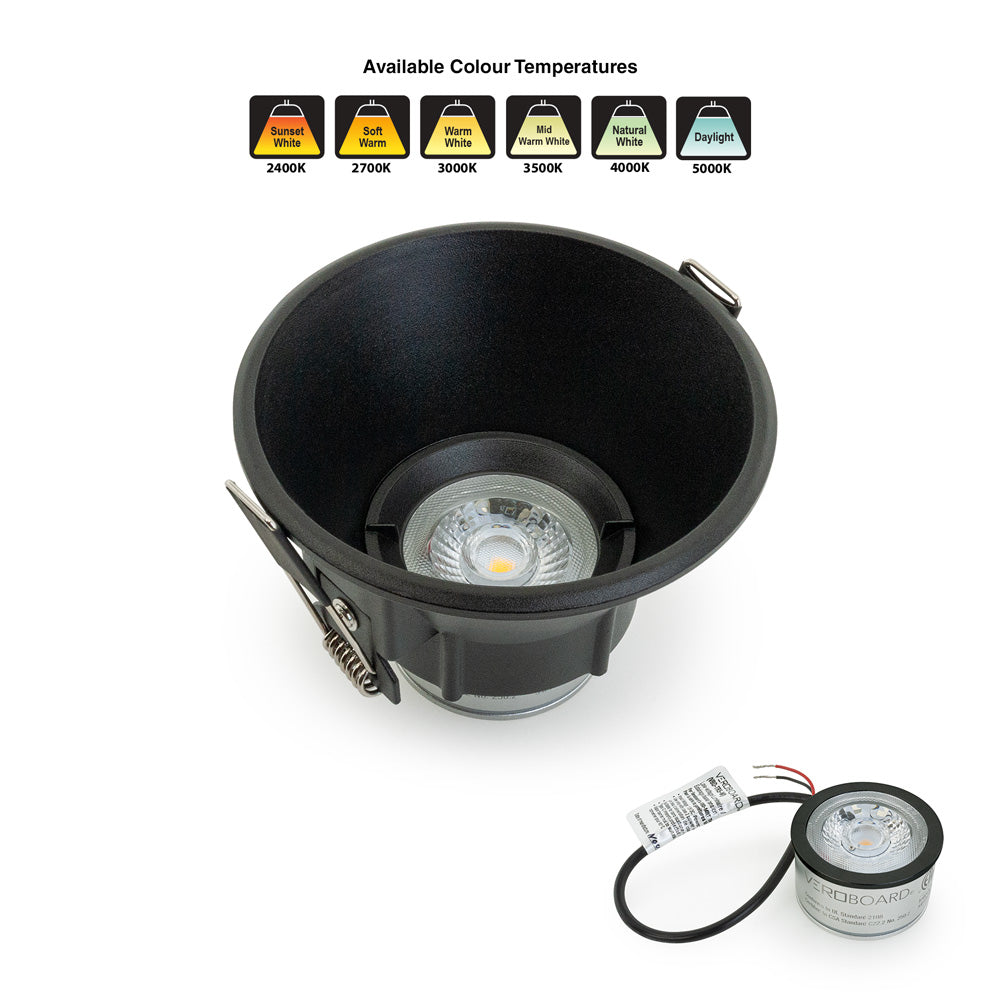 VBD-MTR-86B Low Voltage IC Rated Recessed LED Light Fixture, 3.5 inch Round Black - gekpower