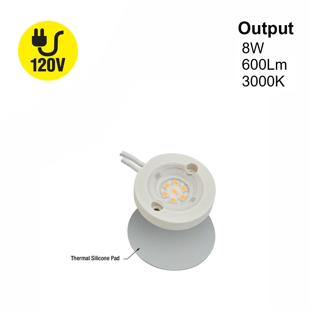 1.5 inch Round Disc LED Module P01-600-930-120-S1-18S300, 120V 8W 3000K(Warm White)
