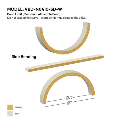 White Silicone Flexible LED Neon channel VBD-N0410-SD-W, per foot(30.5cm) SIDE Mount
