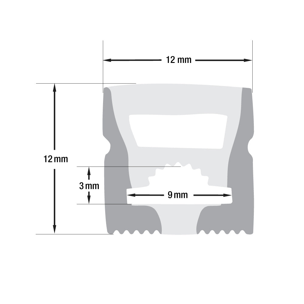 White Silicon Flexible LED Neon channel VBD-N1212-SF-W, 1m (3.2ft) - gekpower