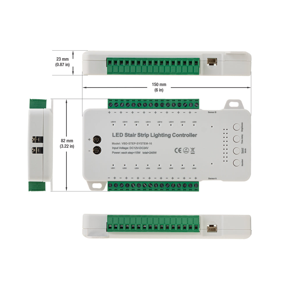 VBD-STEP-SYSTEM-16, 16 Steps LED Light Controller with Dual PIR Motion Sensor