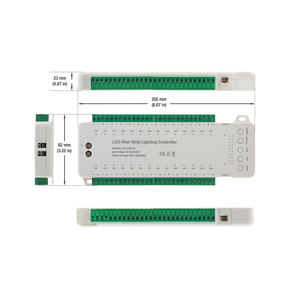 RL-STEP-04, 28 Steps LED Stair Strip Lighting Controller with Dual PIR Motion Sensor, gekpower