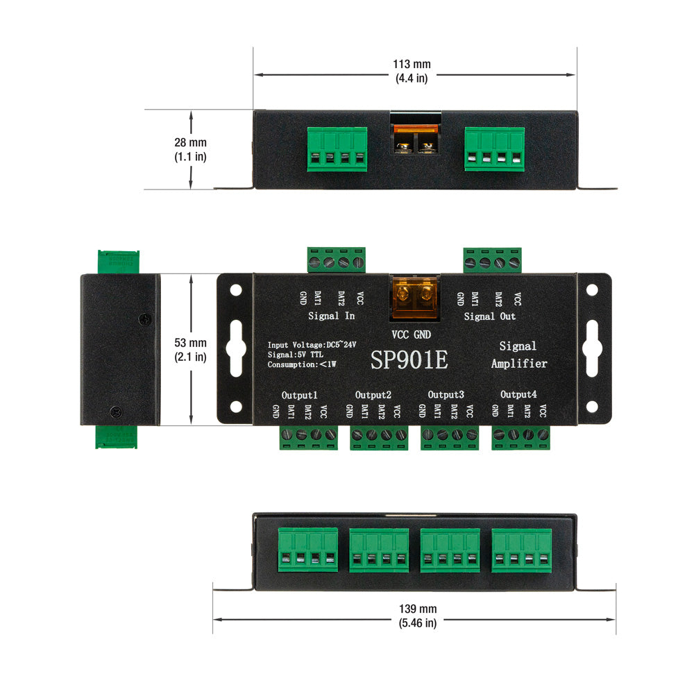 LED Pixel SPI Signal Amplifier Repeater Addressable Strip – Gekpower-Canada