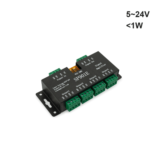 SP901E LED Pixel SPI Signal Amplifier Repeater Addressable LED Strip and Dream Color Programmable LED Matrix Panel, 5V~24V, gekpower