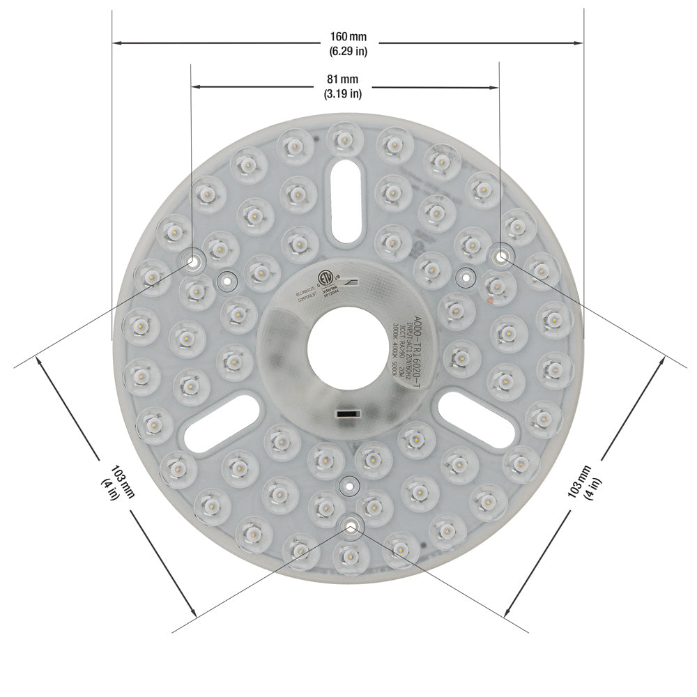 6.3 inch Round Disc LED Module TR16020-T, 120V 20W 3CCT(3K, 4K, 5K), gekpower