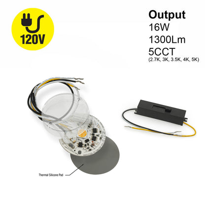 2 inch Round Disc LED Module TR05016-COB, 120V 16W 5CCT(2.7K, 3K, 3.5K, 4K, 5K)