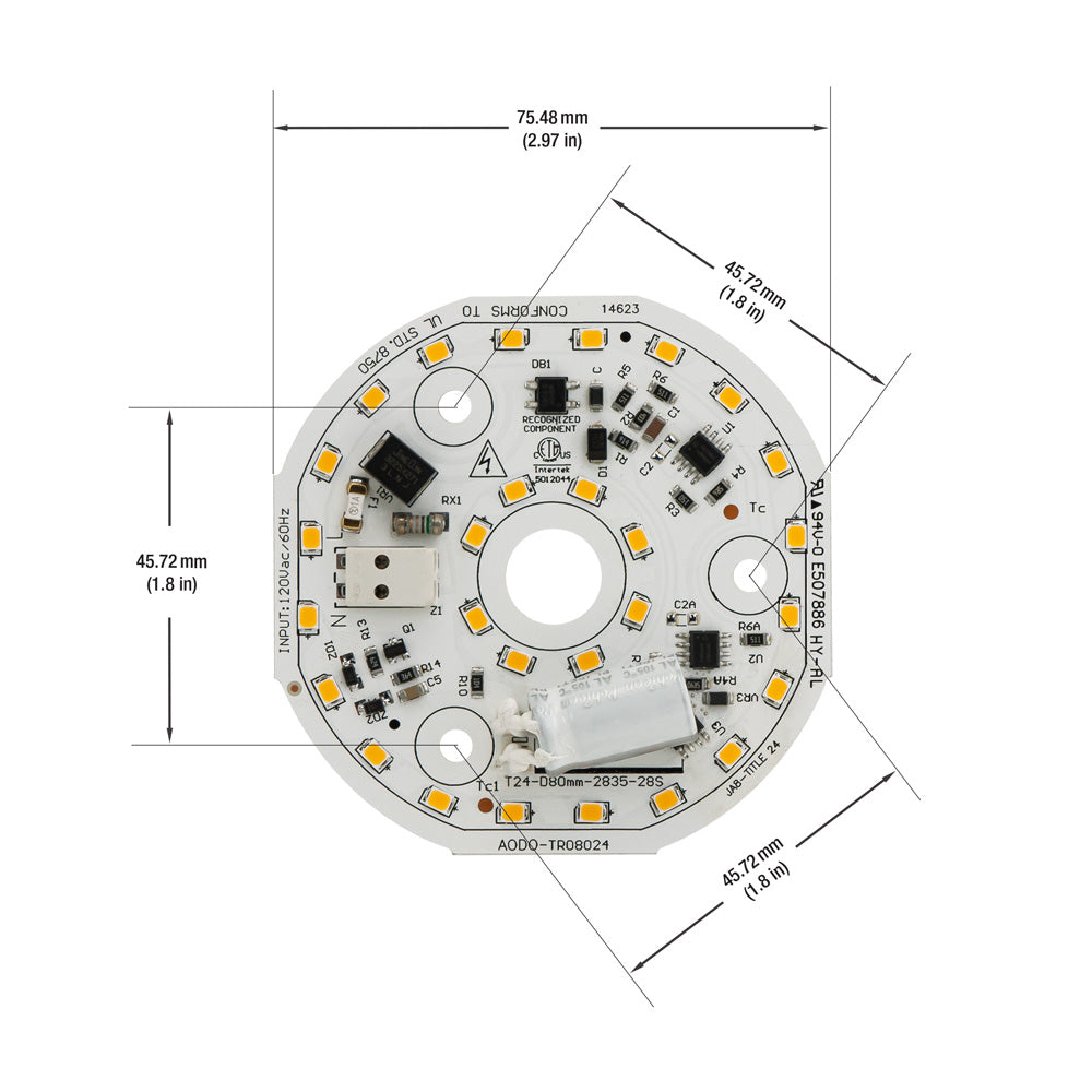 3.14 inch Round Disc LED Module TR08024, 120V 24W 3000K(Warm White), Gekpower