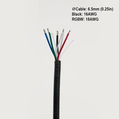 RGBW Cable 5 conductive 18AWG(RGBW) 16AWG(Black) 1ft(30.5cm), gekpower