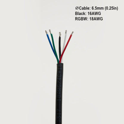 RGBW Cable 5 conductor 18AWG(RGBW) 16AWG(Black) 1ft(30.5cm)
