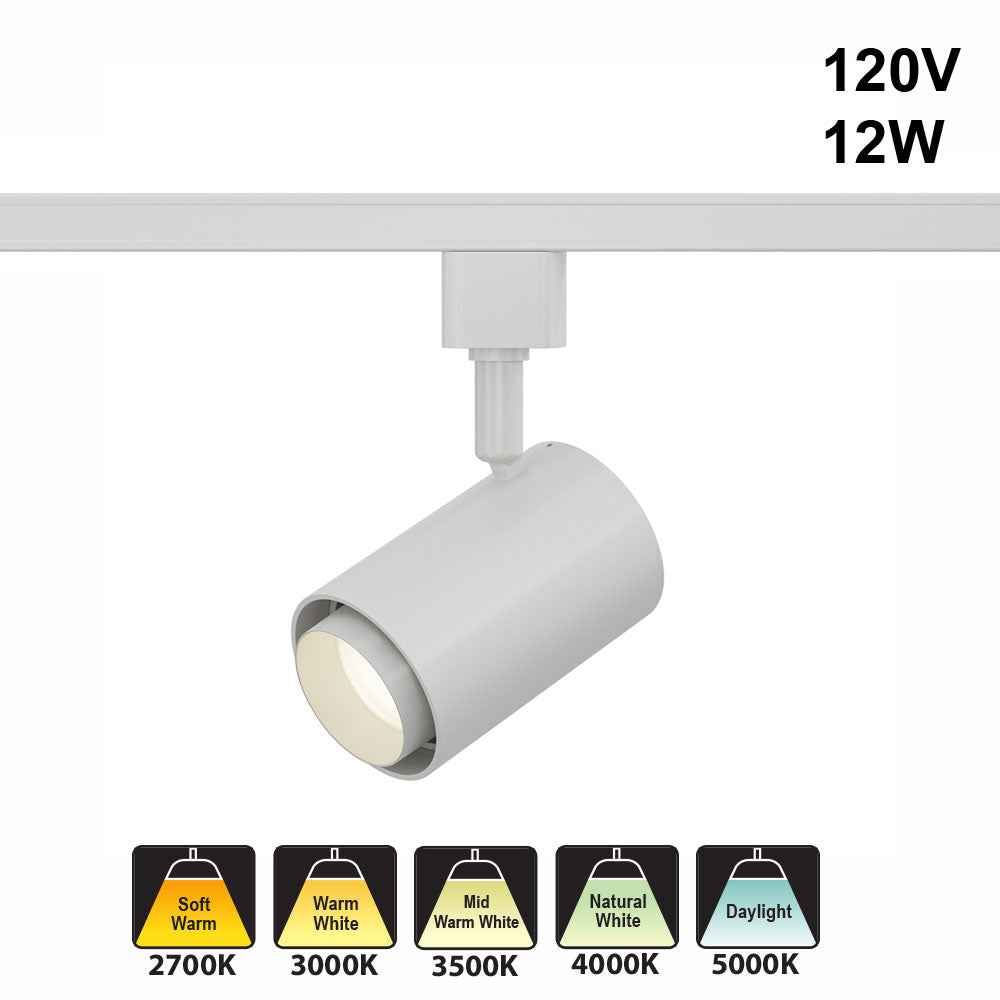 White LED Track Light Head VBD-LW-TRB12W-5C-W-XX, 120V 12W 5CCT(2.7K, 3K, 3.5K, 4K, 5K), gekpower