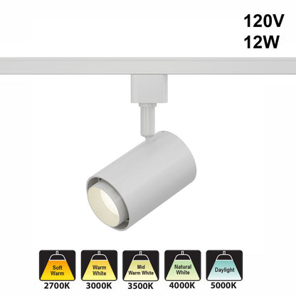 White LED Track Light Head VBD-LW-TRB12W-5C-W-XX, 120V 12W 5CCT(2.7K, 3K, 3.5K, 4K, 5K), gekpower