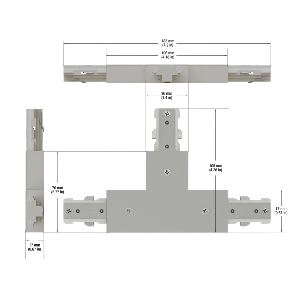 Track T shape Joiner White VBD-0336-TJW, gekpower