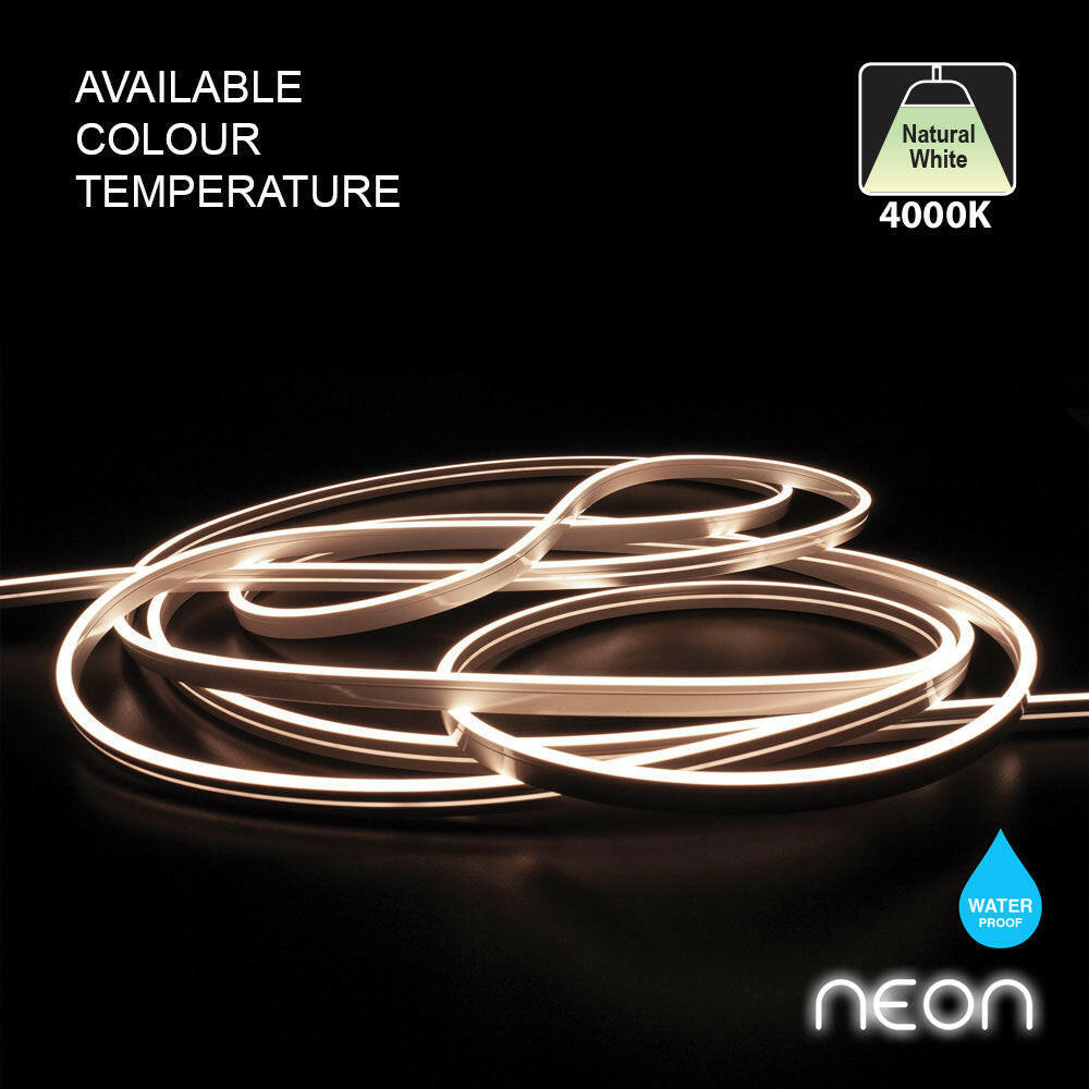 10M(32.8ft) LED Neon light Strip VBDFS-4K-Neon-4MM 168 LED/m, 4000K Dimmable Silicone Waterproof Casing Side Emitting, gekpower