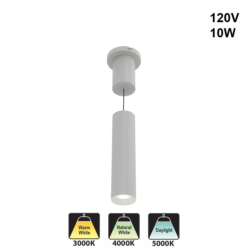 Adjustable height white Pendant Light Dimmable VBD-TD22D10C-3CCT-W, 120V 10W 3CCT 36 Degree, gekpower