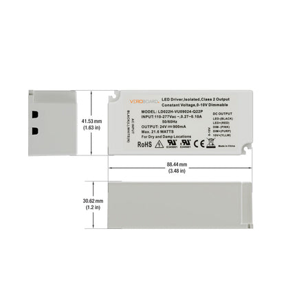 LD022H-VU09024-Q22P 0-10V Dimmable Constant Voltage LED Driver 24V 21.6W, gekpower